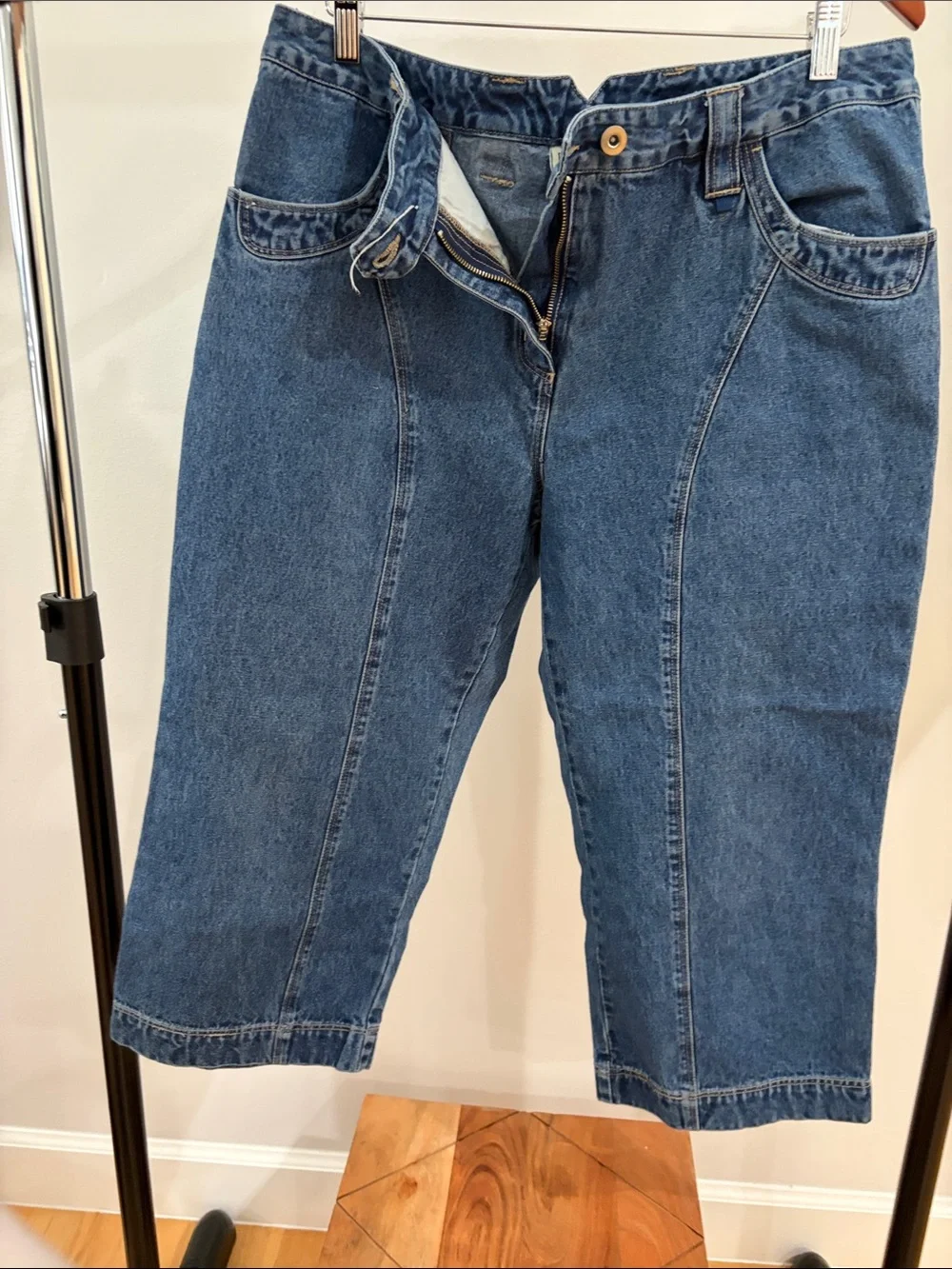 Heart Pockets Bay Studio Blue Denim Capris